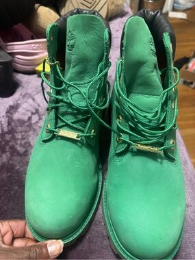Timberland Green Nubuck Lace-Up Work Boots